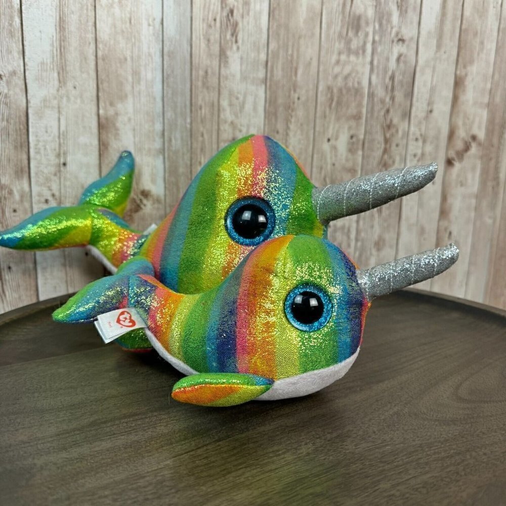 NWT Ty Beani Boos Lot of Multicolor Nori Narwhal Stuffed Animal Toy